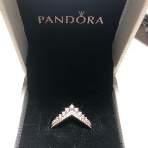 Pandora Princess Rose Gold Wishbone Ring